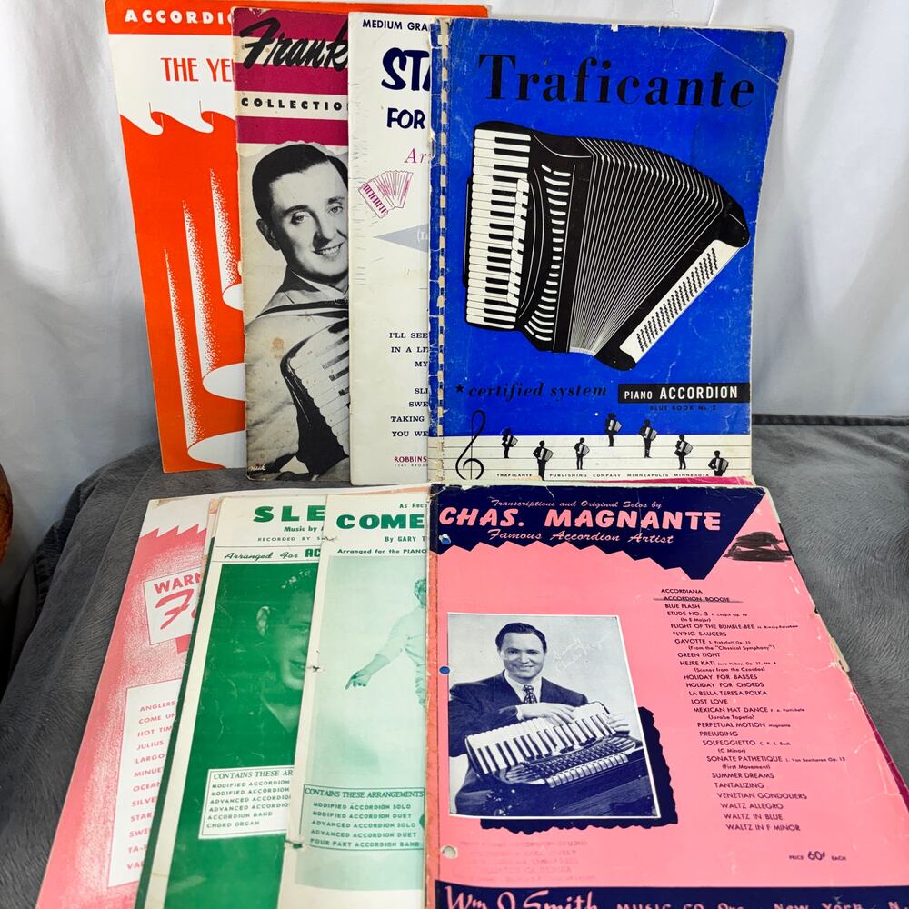 Piano Accordion Sheet Music Booklets Lot of 14 Fair-Good Condition VTG Polka